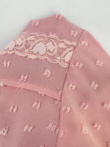 Franclia 女士蕾丝边吊带背心，Y2K蕾丝花卉领带上衣，短袖吊带背心。女士花卉吊带背心，粉色上衣，休闲装。玫瑰上衣，少女风上衣，可爱女式上衣，连衣裙上衣 - 粉色 - 查看 8