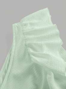 SHEIN MOD Vestido sin mangas con cuello asimétrico con volantes de unicolor para mujer de talla grande - Verde - Ver 3