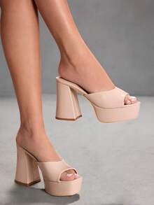 CUCCOO SZL ANKLE STRAP OPEN TOE HIGH HEEL SANDALS VACATION SHOES, FOR SUMMER Valentine Gift Summer Shoes Spring Shoes Spring Break Easter Prom Heels Valentine's Day - Apricot - View 2