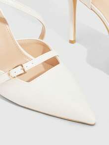 CUCCOO SZL Women's Pointed Toe Stiletto Heels Ankle Strap Hollow Out Pumps, Sexy & Fashionable, Suitable For Christmas Party Valentine's Day - Beige - View 5