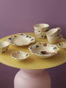 Joivida 1 Stück, japanischer Retro Handarbeit Teller, Frühstücksteller, Salateller, Gemüseteller Dessert Teller, leichte Suppenteller Salatschale, Unterglasur Farbe, Retro Hochwertiger Dessert Teller, Obstschale, Joghurtschale, Geburtstagsgeschenk Teller, Valentinstag Geschenk Teller - Verschiedenfarbig - Übersicht 6