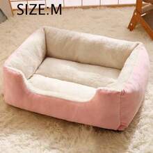 Giường ngủ cho thú cưng Winter Square bằng vải nhung mềm mại có đệm - Giường sofa bằng lông cừu mềm mại, thoải mái cho mèo cỡ vừa và chó nhỏ, thiết kế mở phía trên, bền, dễ vệ sinh, có thể gấp gọn, thích hợp sử dụng trong nhà cho phòng ngủ, phòng khách, ban công - Nơi trú ẩn ấm áp cho mèo con và các giống chó nhỏ, giường cho mèo, đồ nội thất ấm cúng cho thú cưng, đệm ngủ sang trọng cho thú cưng, giường ngủ gấp gọn cho thú cưng, giường ngủ bằng polyester cho thú cưng. - Hồng - Xem 15