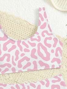 Tween Girl Leopard Print 2 Pieces Swimsuit Set, Beach Vacation Kids Bikini Set High Waist Swimsuits For Teen Girls Cheetah Print Tween Leopard Swimsuit Tweens Cheetah Print Bathing Suits Tween Girl Swimsuit Two Piece - Multicolor - View 5