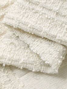 FRIFUL 女士圆领纽扣设计七分袖优雅情人节派对连衣裙 - 米色 - 查看 3