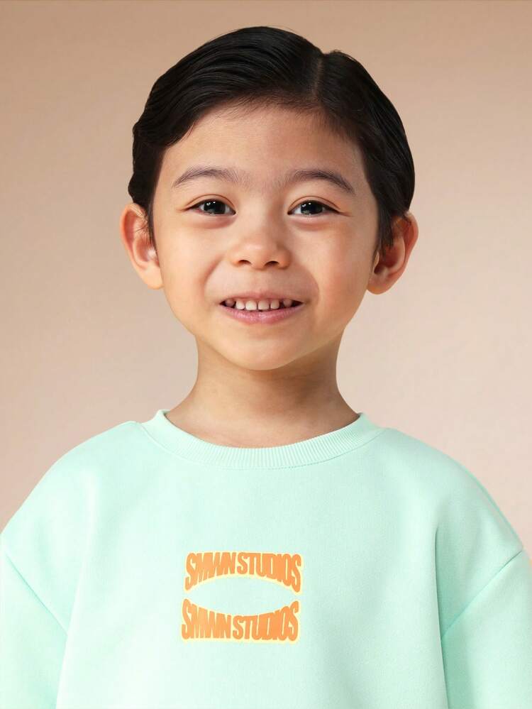 Crew Neck Tee And Shorts Set With Text Print