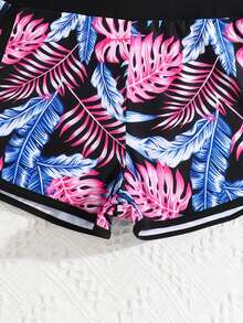 SHEIN 印花运动少女背心式泳装 - 黑色 - 查看 5