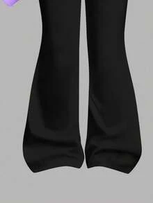 2pcs Young Girls Casual K-POP Cartoon Character Print Long Sleeve Crew Neck Sweatshirt And Flare Pants Set, Comfortable Daily & Holiday Wear, Suitable For Autumn/Winter, K-POP Style Outfit - Multicolor - View 4