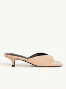 CUCCOO CHICEST Zapatos de tacón abiertos tipo mule, zapatos de vuelta al colegio, zapatos de estudiante universitario, zapatos de primavera, zapatos de vacaciones de primavera, zapatos de Pascua - Polvo desnudo - Ver 8