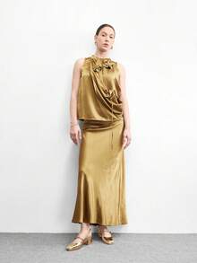 CUCCOO BIZCHIC 女士经典低跟套脚鞋，黑色，圣诞节必备 - 金色 - 查看 6