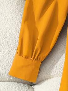 SHEIN LUNE Neues burgunderrotes plissiertes Kleid mit geraffter Taille, elegant für Frauen - Gelb - Übersicht 4