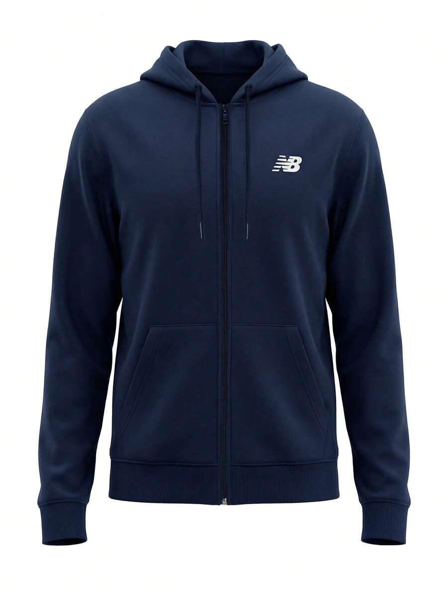 New Balance Essential Men's Full Zip Hoodie Navy Blue - Navy Blue - View 1