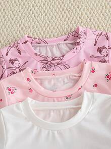 Souflis Souflis 6件套新生女婴可爱碎花圆领短袖上衣和短裤套装，优雅春夏款 - 彩色 - 查看 6