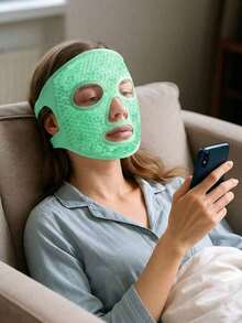 1pc Ice Facial Mask, Full Face Cold & Hot Compress Mask, Gel Ice Pack, Cold Compress, Face Mask, Cold & Hot Compress Neck & Shoulder Gel Ice Mask Set, Relieve Fatigue, Suitable For Bedroom, Travel, Beach, Travel, Unisex, Ideal For Travel, Sports, Office And Gift-Giving - Multicolor - View 4