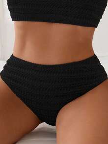 Swim Lushoire Women's Sexy Swimsuit Bottom, High Waist Shorts, Special Fabric, Summer - Black - View 3