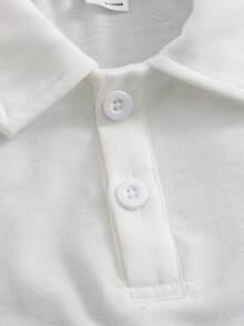 SHEIN 女婴平领平袖连体衣，前开襟按扣设计，刺绣图案，夏季款 - 彩色 - 查看 7