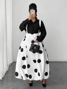 Maweii Chân váy chữ A màu trắng chấm bi thoáng mát, dáng suông, tôn dáng dành cho nữ cỡ lớn mùa xuân/hè. Thích hợp cho các buổi tụ họp thường ngày, hẹn hò lãng mạn, trang phục ngày Valentine, dạo phố, du lịch thư giãn, mùa hẹn hò và những dịp thu hút ánh nhìn. Trang phục tối giản, thời trang, thanh lịch dành cho nữ cỡ lớn. - Nhiều màu - Xem 1