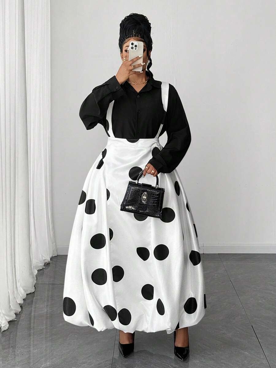 Maweii Chân váy chữ A màu trắng chấm bi thoáng mát, dáng suông, tôn dáng dành cho nữ cỡ lớn mùa xuân/hè. Thích hợp cho các buổi tụ họp thường ngày, hẹn hò lãng mạn, trang phục ngày Valentine, dạo phố, du lịch thư giãn, mùa hẹn hò và những dịp thu hút ánh nhìn. Trang phục tối giản, thời trang, thanh lịch dành cho nữ cỡ lớn. - Nhiều màu - Xem 1