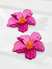 Maija Exaggerated Fashion Acrylic Transparent Purple Flower Stud Earrings - Purple - View 4