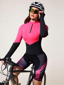 Core Rhythm Women's Fashion Elastic Contrast Raglan Sleeve Cycling Jersey