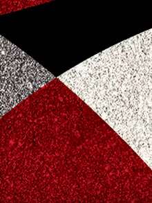 EMERY ROSE 女士休闲短袖衬衫 - 几何撞色印花，红色亮片点缀，纽扣开襟，可机洗，四季皆宜的休闲上衣，短袖衬衫 - 彩色 - 查看 3