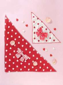 PETSIN A Cute Valentine's Day Heart-Shaped Bow Triangle Scarf For Pets, Suitable For Small Dogs Like Poodles And Bichons, Ideal For Indoor And Outdoor Use.