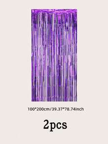 紫色铝箔流苏帘，适用于金属照相亭背景，金属丝帘，适合婚礼、生日、新娘礼物和单身派对装饰。 - 紫色 - 查看 7