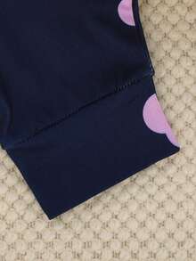 Teen GirlPurple Minimalist Eyelash & Cloud Pattern Long Sleeve Top And Leggings 2 Pieces Pajama Set Snug Fit Purple Pajamas Set Girl Pajama Sets - Purple - View 4