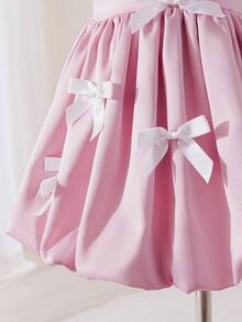 SHEIN Baby Girl Solid Color Woven Spaghetti Strap Dress, Baby Girl - Pink - View 6