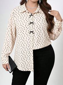 Chikora Áo sơ mi nữ cỡ lớn tay dài in chấm bi, có nơ trang trí, kiểu dáng thường ngày, thích hợp mặc công sở, đi làm, áo nữ mùa xuân, áo nữ đi nghỉ xuân, áo kiểu thanh lịch, áo sơ mi trắng, áo chấm bi, áo tay dài trắng, áo dài tay đi chơi, áo kiểu thanh lịch cho nữ, áo kiểu thanh lịch cho phụ nữ. - Nhiều màu - Xem 1