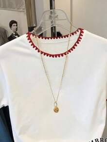 Resyla Women's Casual Simple Ribbed Crew Neck Short Sleeve T-Shirt, Summer - White - View 5