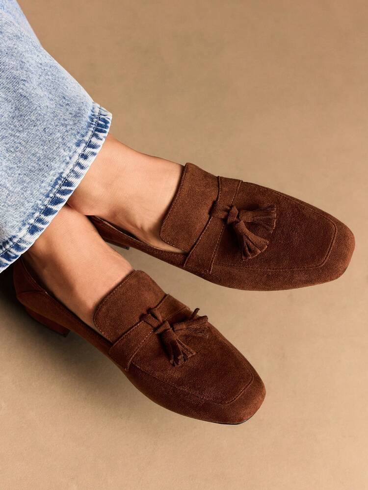 Rosivie Casual Comfortable Versatile Solid Color Women Flats Valentine's Day - Coffee Brown - View 1