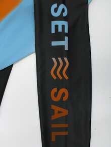 Manfinity Swimmode Men's Ombre Round Neck Long Sleeve Surfing T-Shirt, Beach Vacation Men Rash Guard Men Full Sleeve Tshirt Beach Wear For Men - Blue - View 7