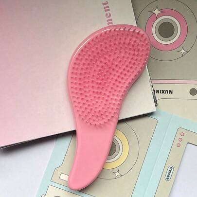 1 pieza Peine de masaje, Serie de colores Macaron, Peine de masaje antiestático, Dientes suaves de ABS, Alisa el cabello sin enredos, Apto para uso en seco y húmedo, Mango mágico portátil, Peine de masaje para ducha, Herramienta de peluquería de grado salón, Para uso doméstico y al aire libre, Peine desenredante, Cepillo de cabello para damas, Salón de peluquería, Equipo de peinado