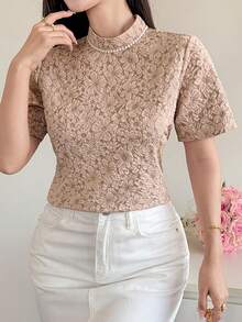 DAZY Elegant Pink Women's Pullover Blouse, Stylish Design For Spring & Summer - Purple - View 2