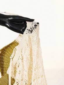 Amplova Romantic Vacation Low-Cut Sparkly Knit Starfish Pattern Semi-Sheer Cute Mini Dress For Women - Multicolor - View 11