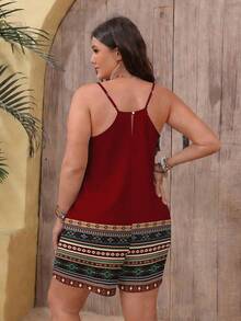 EMERY ROSE 大码女式休闲印花连体裤，适合夏季穿着，适合外出，也适合度假穿着。 - 彩色 - 查看 2