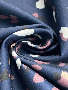 SHEIN Frenchy Women's V-Neck Long Sleeve Printed Dress - Navy Blue - View 7