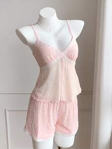 Comfortcana 女士舒适休闲吊带背心和短裤两件套，夏季 - 粉色 - 查看 6