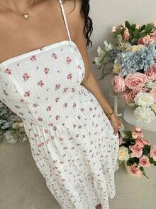 Franclia 女士休闲碎花无袖连衣裙，适合度假 - 彩色 - 查看 4