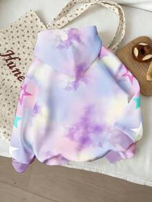 SHEIN 1件装少女休闲韩流卡通女孩星星扎染长袖卫衣，舒适厚实针织套头衫，适合日常和假日穿着，秋冬季节也适用。 - 彩色 - 查看 2