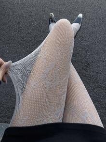 DAZY Women's Lace Sexy Skinny Leggings - Light Grey - View 2