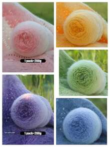 1 Bag Gradient Rainbow Chunky Yarn 80 Acrylic 20 Nylon For Hand Knitting Crochet DIY Fashion Sweater Scarf Hat Accessories Making Craft Supplies - Multicolor - View 1