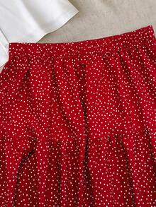 Franclia 大码两件套：罗纹针织无袖背心和波点迷你裙，夏季女装穿搭灵感，流行穿搭，女士夏季穿搭，女士春季穿搭 - 紅色 - 查看 3