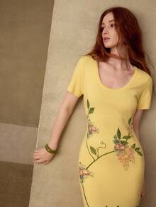 MOTF PREMIUM ELEGANT FITTED FLORAL PRINT KNIT DRESS, SPRING/SUMMER - Multicolor - View 5