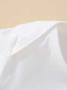 Valentine's Day Baby Boys' Casual Fashion Creative Personalized Fresh Minimalist Cute Bow, Heart, Arrow Graphic Letter Print Short Sleeve Romper, Comfortable Outfit Suitable For Valentine's Day Atmosphere - White - View 5