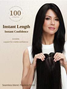 5 X 6 Inch (13 X 15 Cm) Toppers For Women 100% Real Human Hair Pieces For Women Color NC# Natural Black Real Human Hair Pieces With Loss Or Thinning No Bangs For Add Volume Hair Skin Scalp Clip In Hair Extensions Flower Hair Clip - Natural Black - View 2