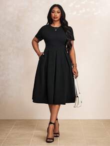 Truni 春夏秋冬优雅办公室派对新年女士连衣裙 春夏秋冬优雅办公室派对新年女士连衣裙度假装女士沙滩装女士海滩度假沙滩裙婚礼宾客连衣裙女士商务休闲女士舞会礼服 - 黑色 - 查看 7