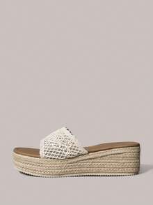 Styleloop Women's Woven Rope Platform Wedge Sandals, Vacation Style BOHO Chic Retro American Western Music Festival Party Thick Bottom Shoes - Rice apricot - View 2