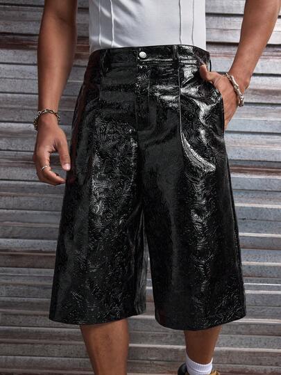 AXEPEAK Men's Solid Color Jacquard Casual Shorts