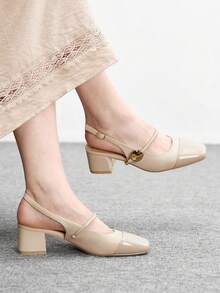 CUCCOO BIZCHIC Women's Classic Low Heel Slip-On Pumps, Black For Christmas Valentine's Day - Deep Apricot - View 3